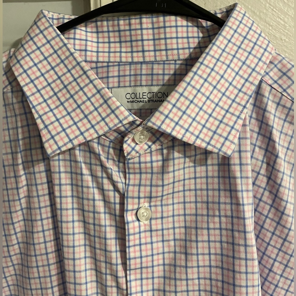 Michael Strahan Collection - Men’s 18 34/35 Button Up - Pink/Blue/White